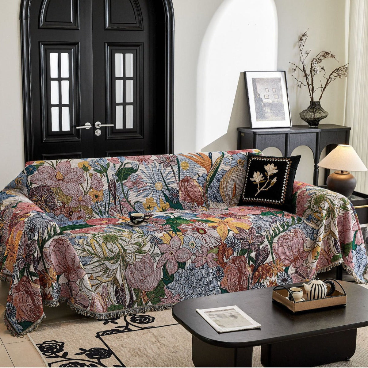 Decorative Couch Cover with Fringed Edges