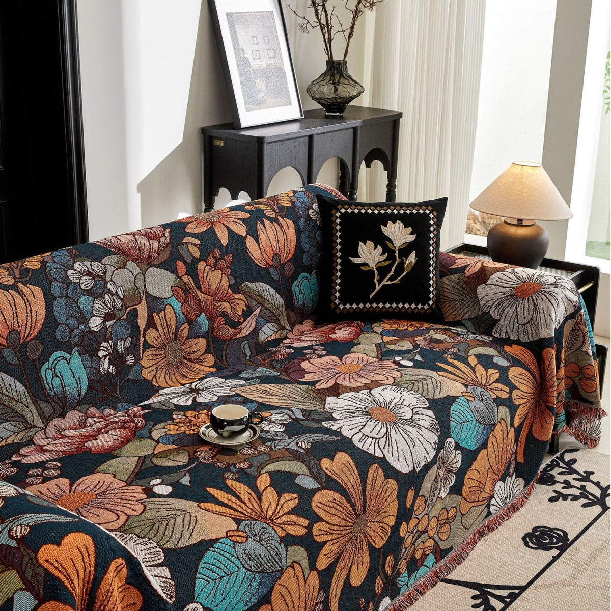 Decorative Couch Cover with Fringed Edges