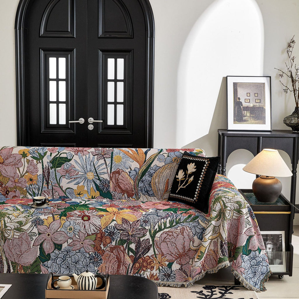 Decorative Couch Cover with Fringed Edges