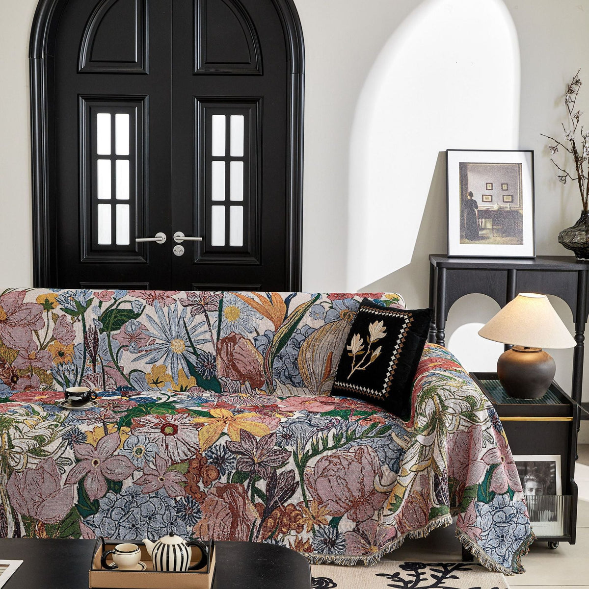 Decorative Couch Cover with Fringed Edges