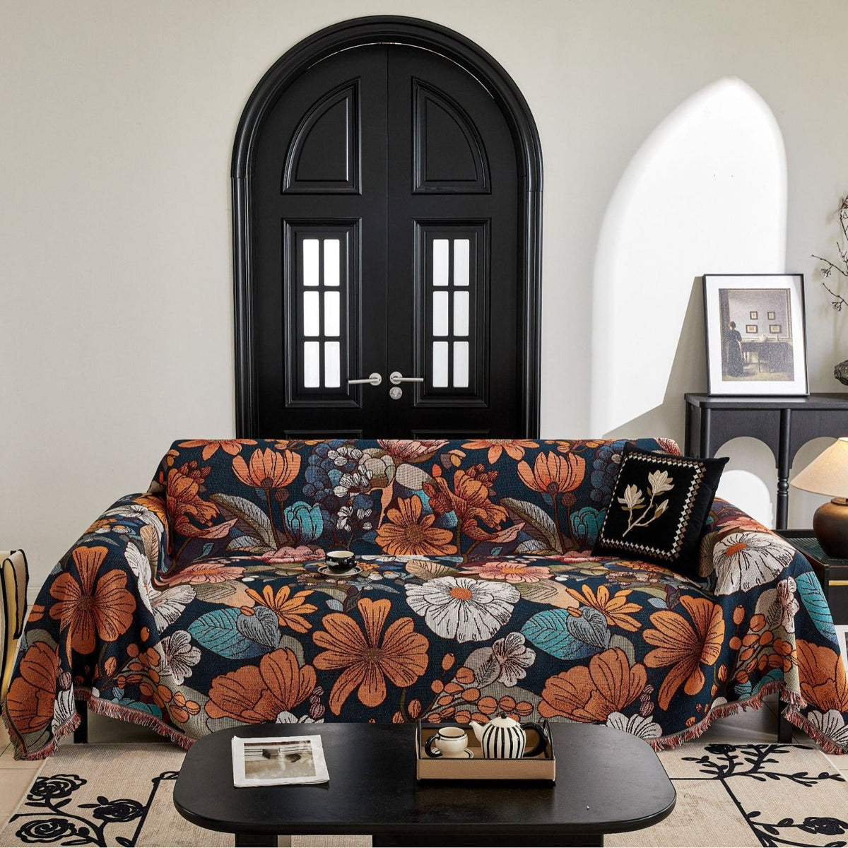 Decorative Couch Cover with Fringed Edges
