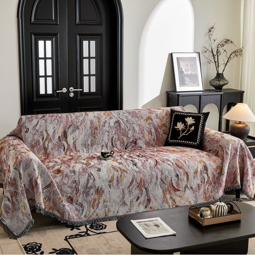 Decorative Couch Cover with Fringed Edges