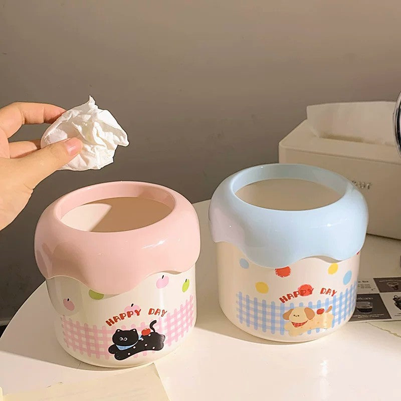 Decorative Trash Can with Playful Dog Design