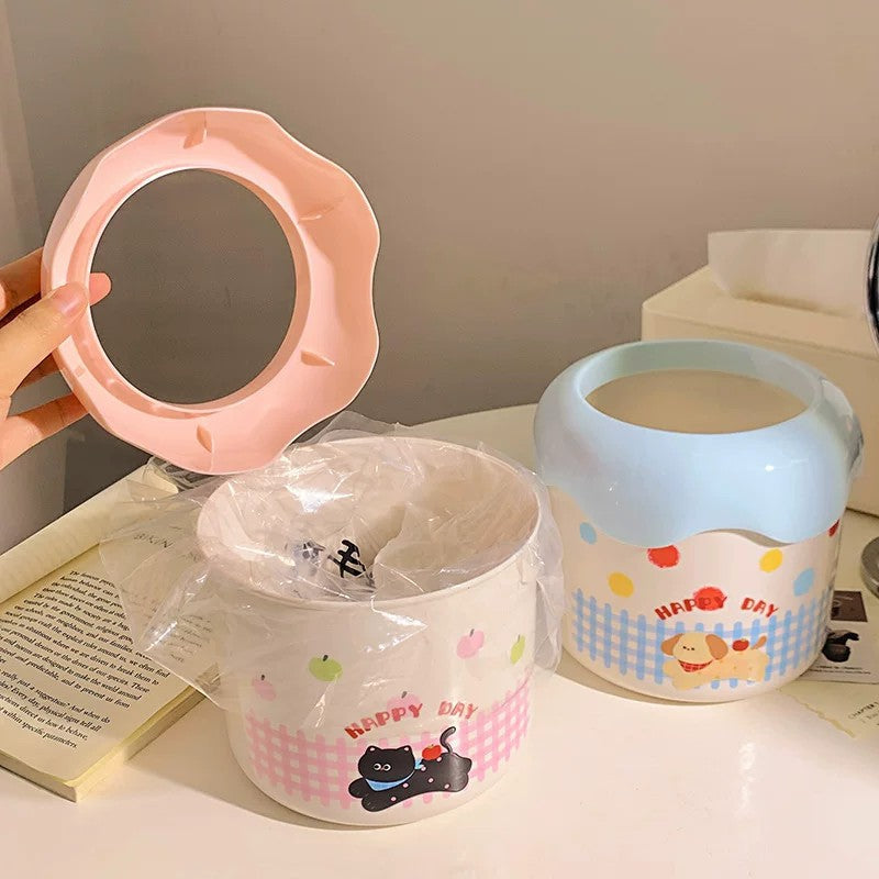Decorative Trash Can with Playful Dog Design