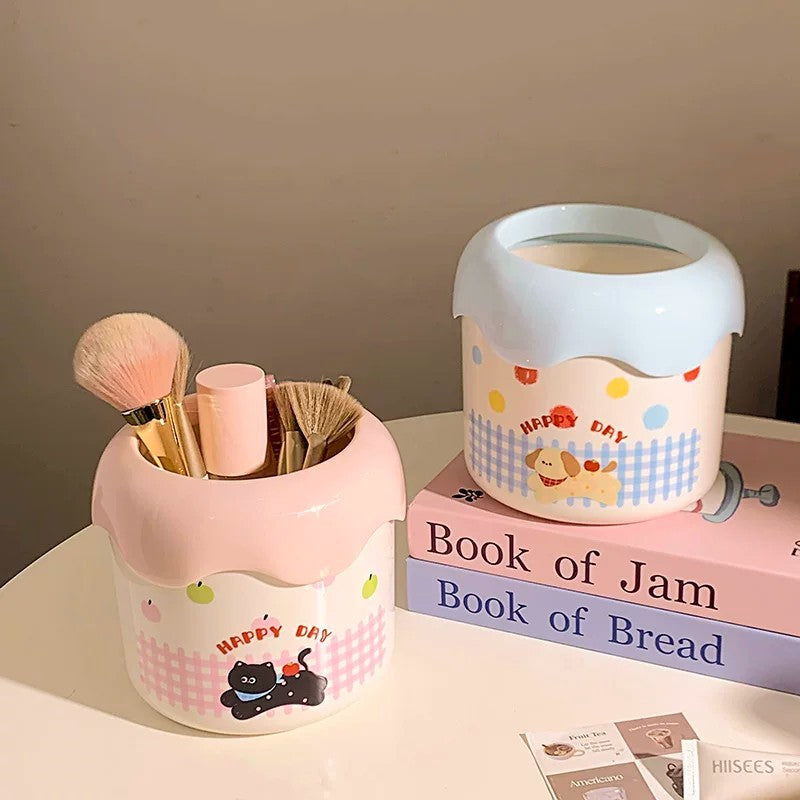 Decorative Trash Can with Playful Dog Design