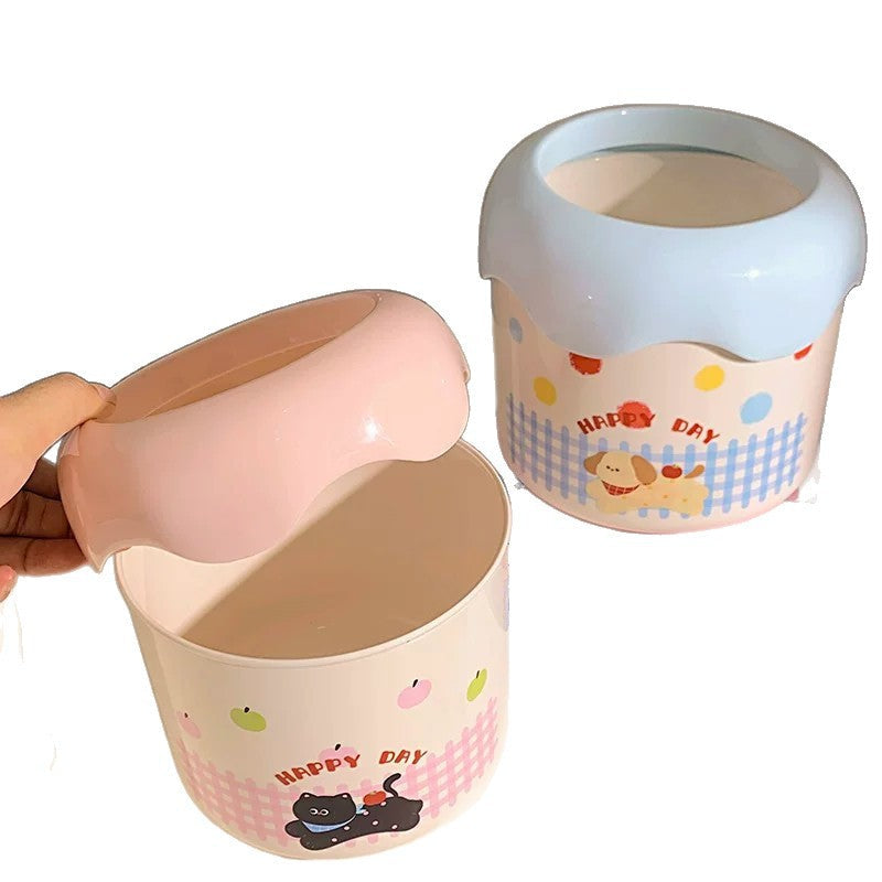 Decorative Trash Can with Playful Dog Design