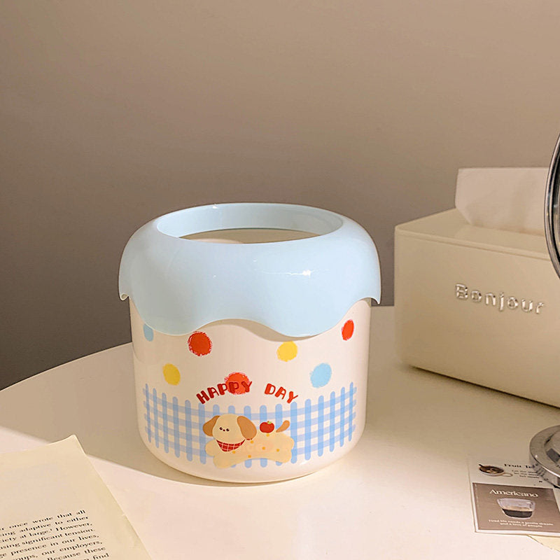 Decorative Trash Can with Playful Dog Design