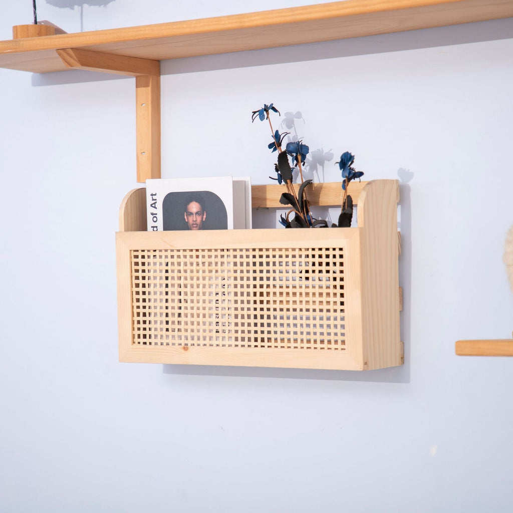 Decorative Wall Shelf with Cane Panel