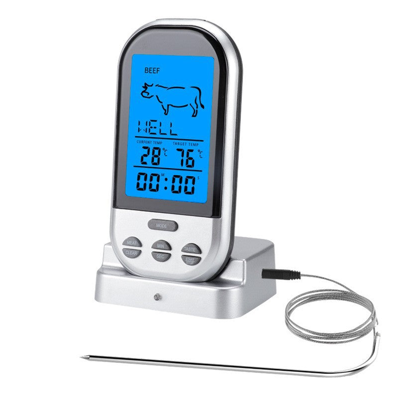 Digital Wireless Meat Thermometer with Probe Station and Backlit LCD