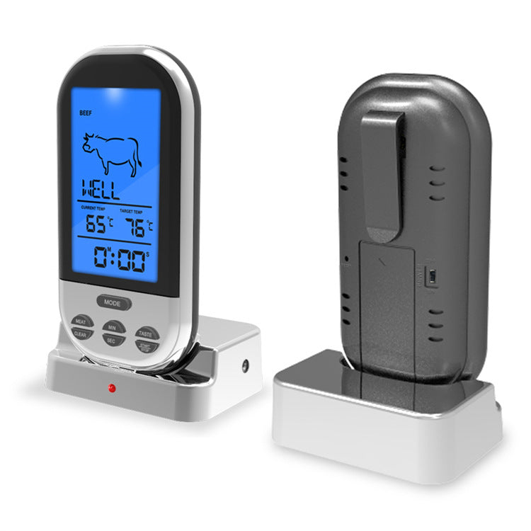 Digital Wireless Meat Thermometer with Probe Station and Backlit LCD