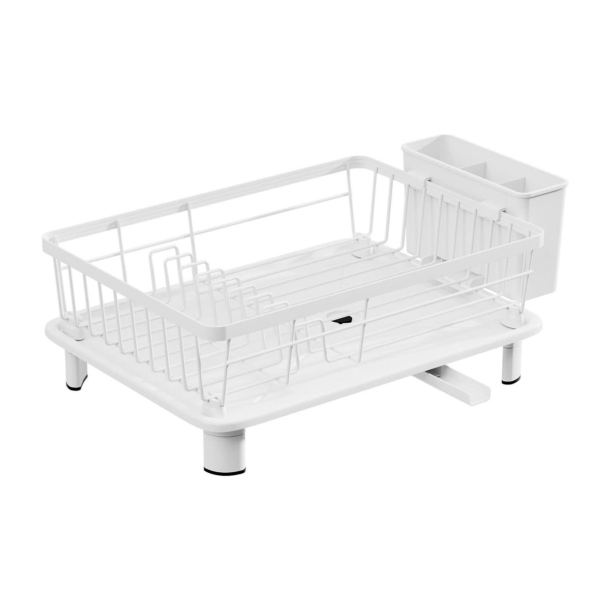 Dish Drying Rack with Built-In Drainage and Separate Cutlery Holder