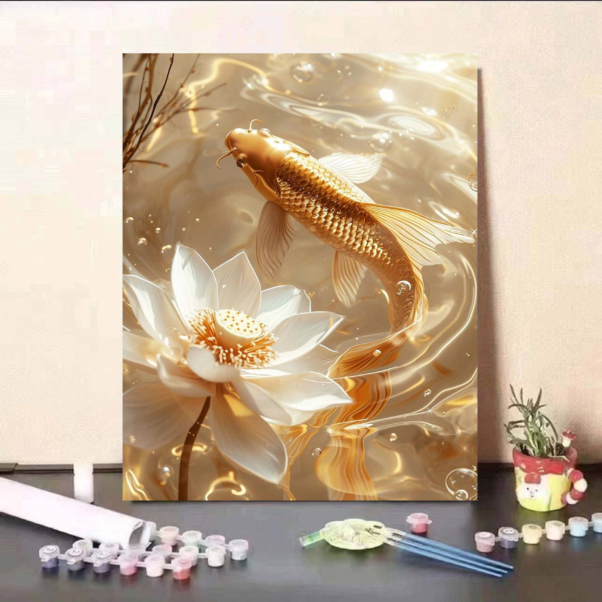 DIY Koi Fish and Water Lily Paint by Numbers Kit