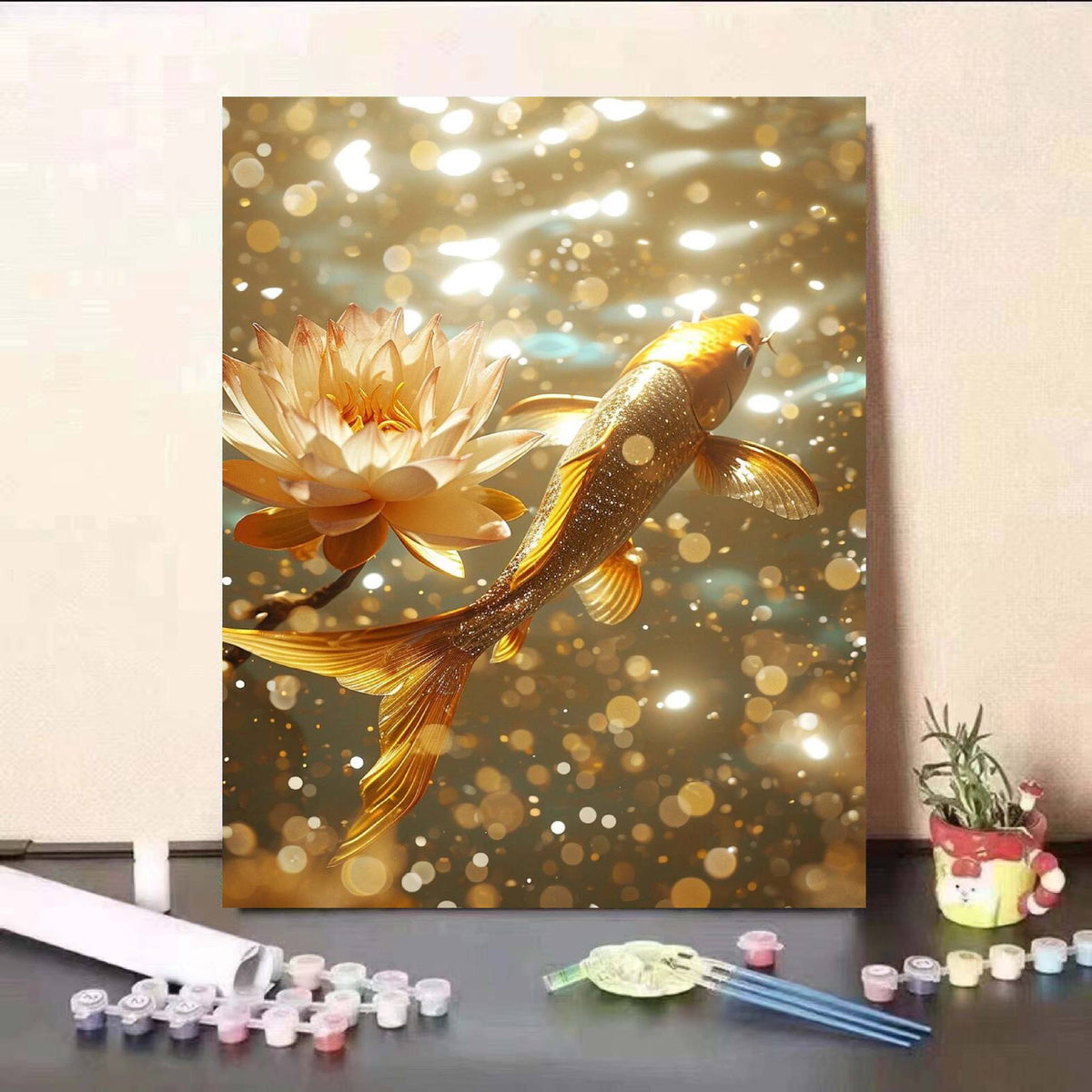 DIY Koi Fish and Water Lily Paint by Numbers Kit