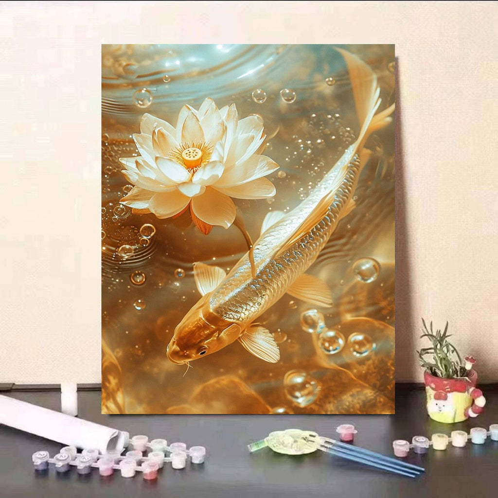 DIY Koi Fish and Water Lily Paint by Numbers Kit