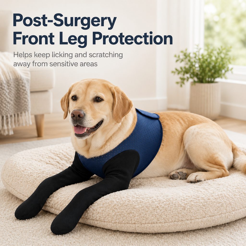 PawGuard Dual Front Leg Recovery Sleeves for Dogs - Cone-Free Anti-Lick Protection for Post-Surgery, Scratching & Sensit