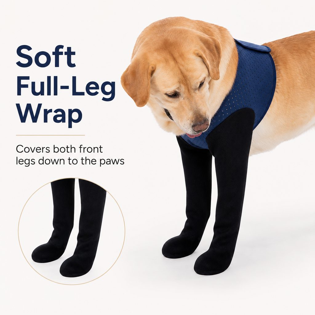 PawGuard Dual Front Leg Recovery Sleeves for Dogs - Cone-Free Anti-Lick Protection for Post-Surgery, Scratching & Sensit