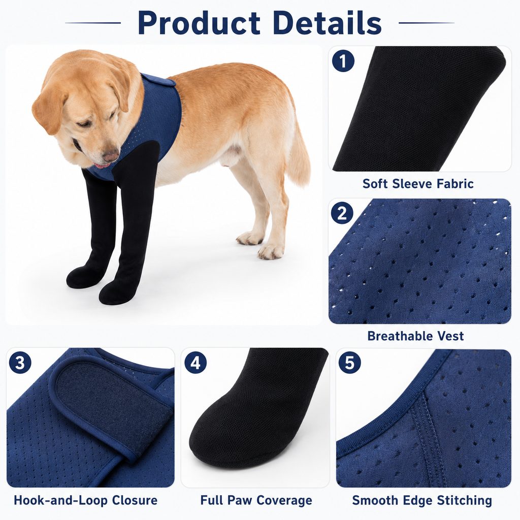 PawGuard Dual Front Leg Recovery Sleeves for Dogs - Cone-Free Anti-Lick Protection for Post-Surgery, Scratching & Sensit