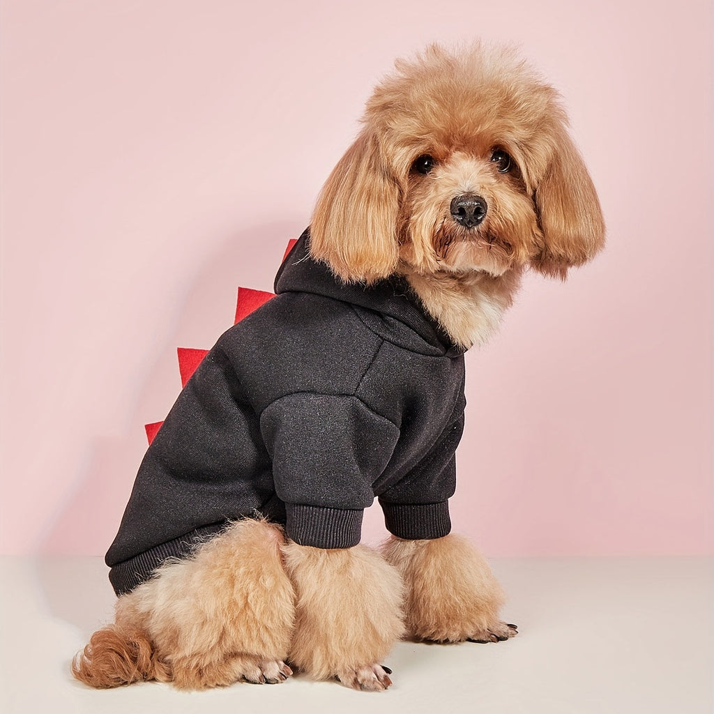 Dog Halloween Costume Fleece Dinosaur Hoodie – Warm Pet Outfit