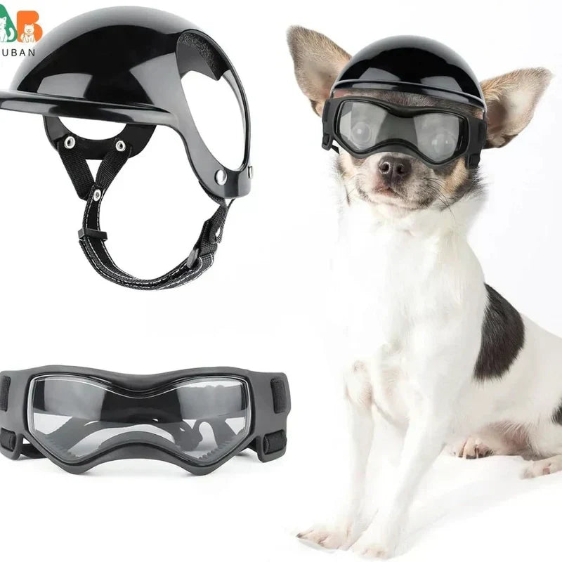 Dog Helmet with Goggles for Eye Protection
