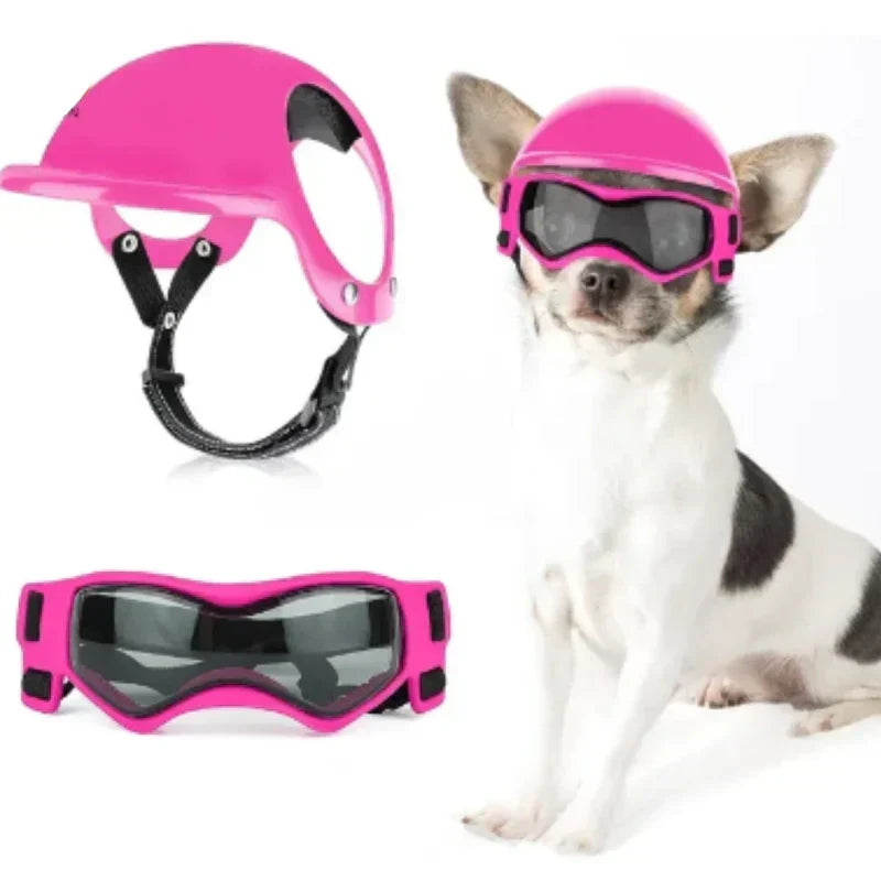 Dog Helmet with Goggles for Eye Protection