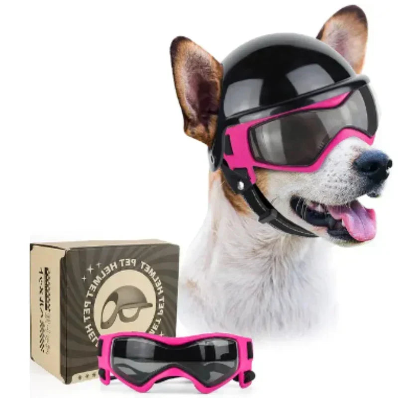 Dog Helmet with Goggles for Eye Protection