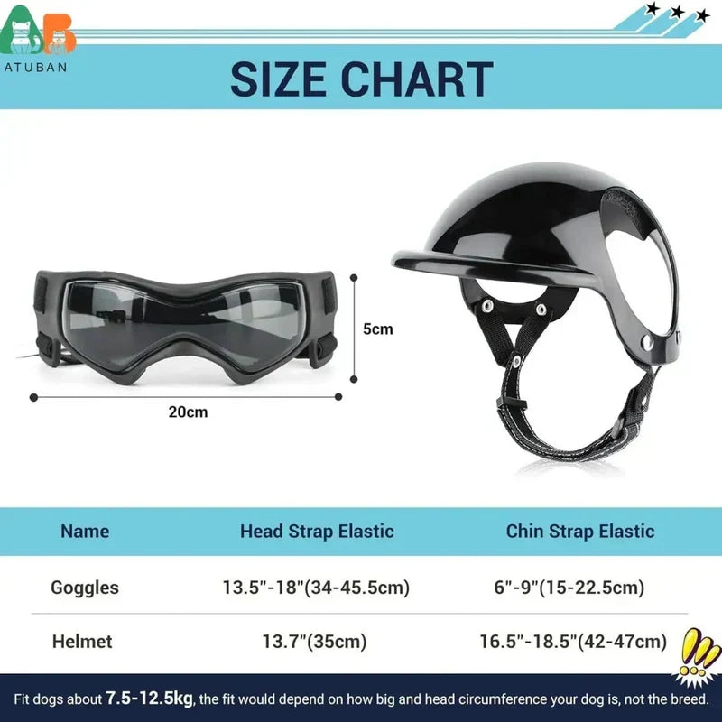 Dog Helmet with Goggles for Eye Protection
