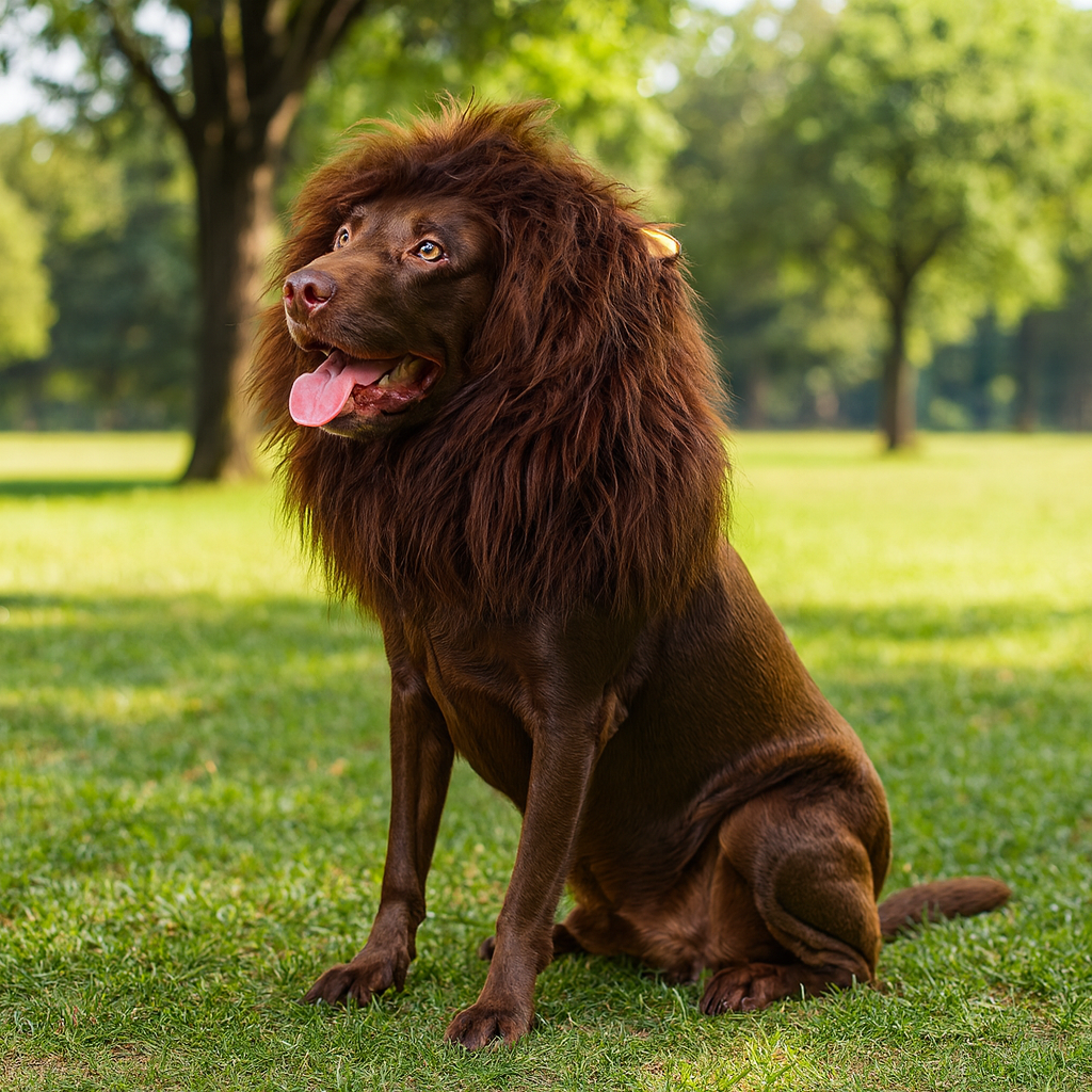 Dog lion mane costume for Halloween, plush lion mane with ears for medium and large dogs, adjustable neck 24-31 inches, 
