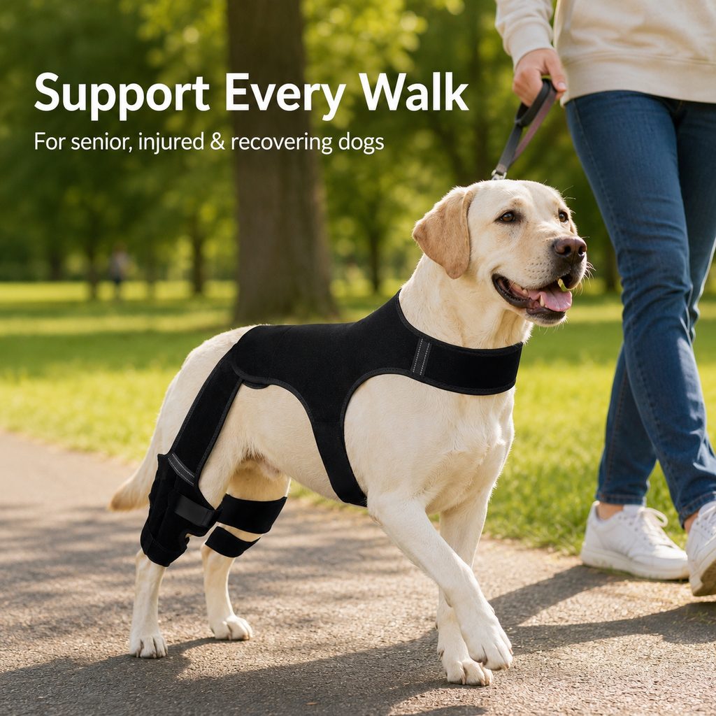 RearGuard Dog Rear Leg Support Brace - Anti-Slip Hind Leg Stability Wrap for Senior Dogs, Hardwood Floors & Recovery Wal