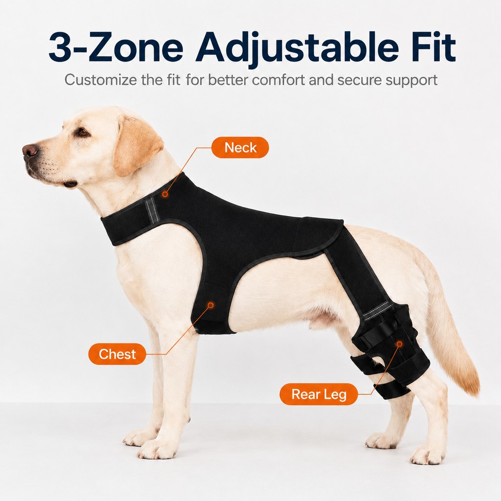 RearGuard Dog Rear Leg Support Brace - Anti-Slip Hind Leg Stability Wrap for Senior Dogs, Hardwood Floors & Recovery Wal