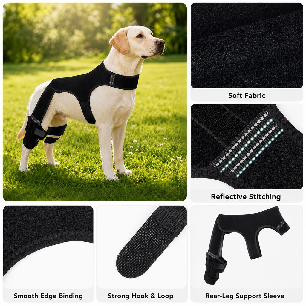 RearGuard Dog Rear Leg Support Brace - Anti-Slip Hind Leg Stability Wrap for Senior Dogs, Hardwood Floors & Recovery Wal