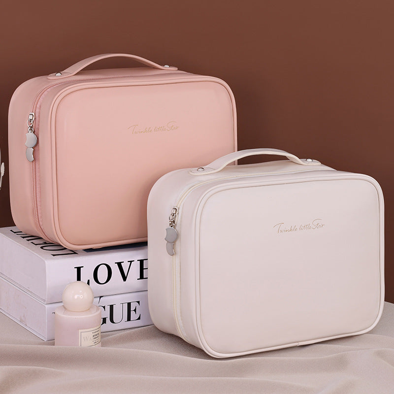 Double Zipper Cosmetic Organizer with Elegant Interior Compartments