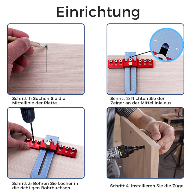 Drawer Handle Hole Punch Jig with Drill Bits