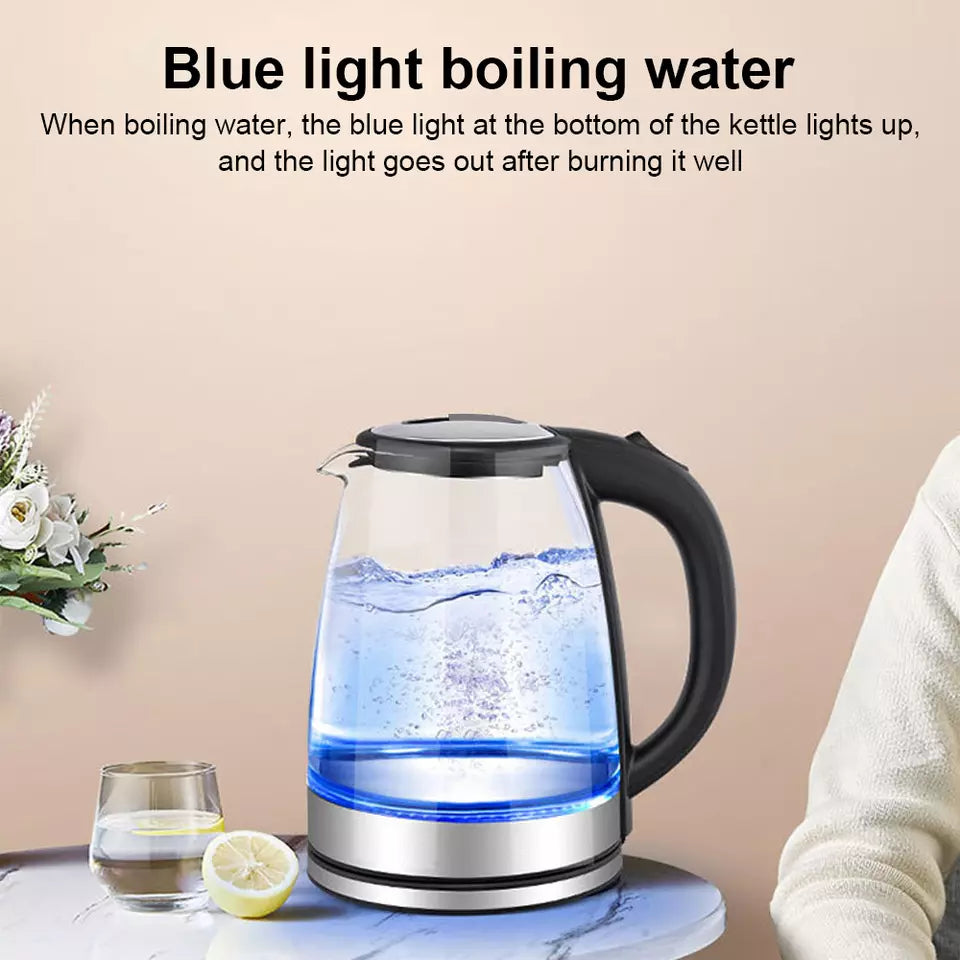 Electric Kettle – 1.8L Glass Kettle with Rapid Boil, Auto Shut-Off & LED Light for Tea, Coffee & More
