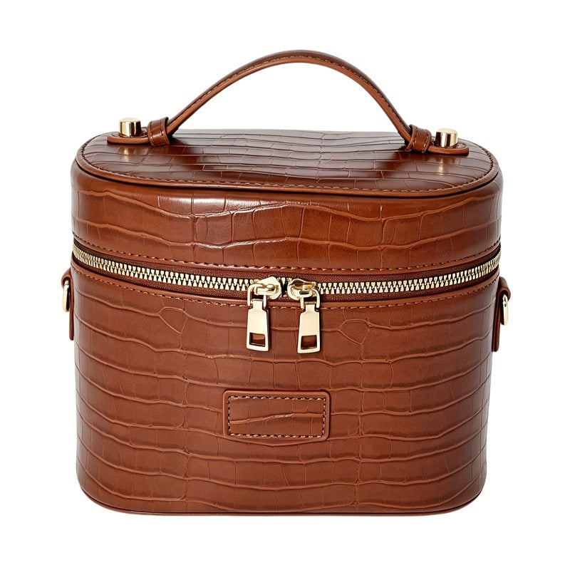 Elegant Croc-Embossed Cosmetic Bag