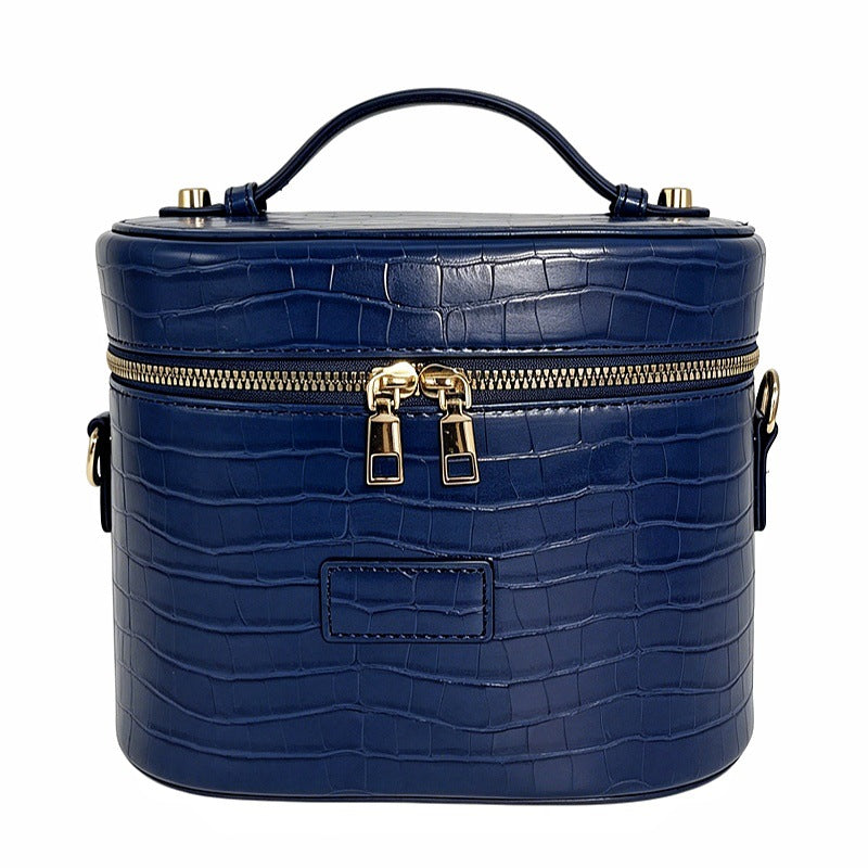 Elegant Croc-Embossed Cosmetic Bag