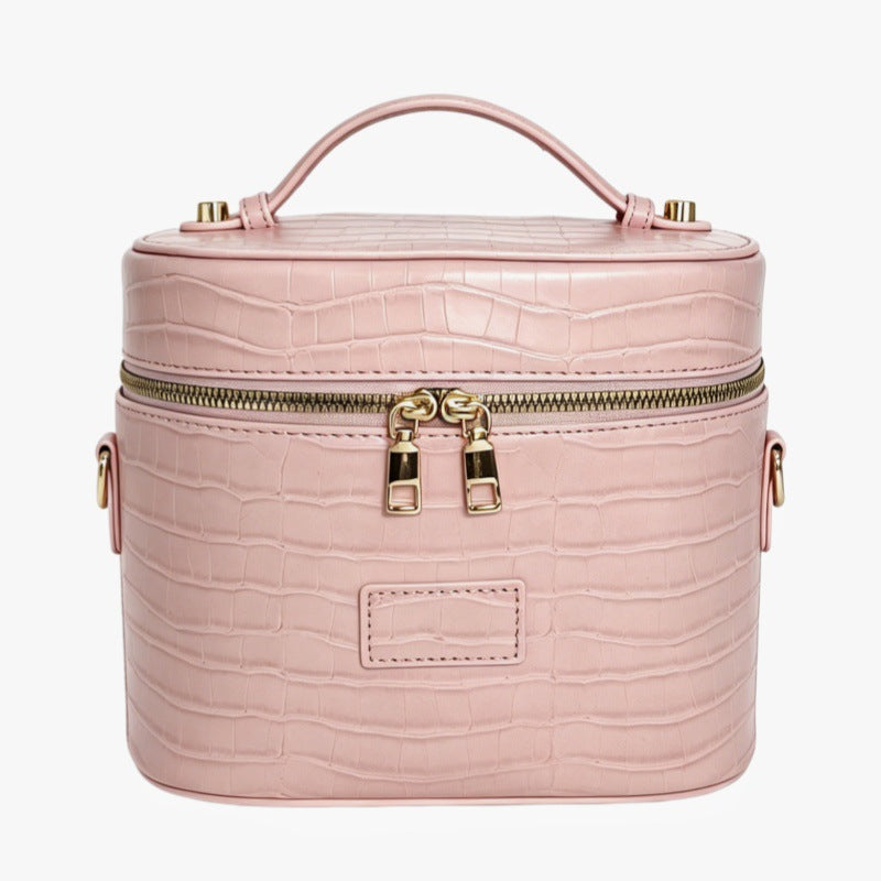 Elegant Croc-Embossed Cosmetic Bag