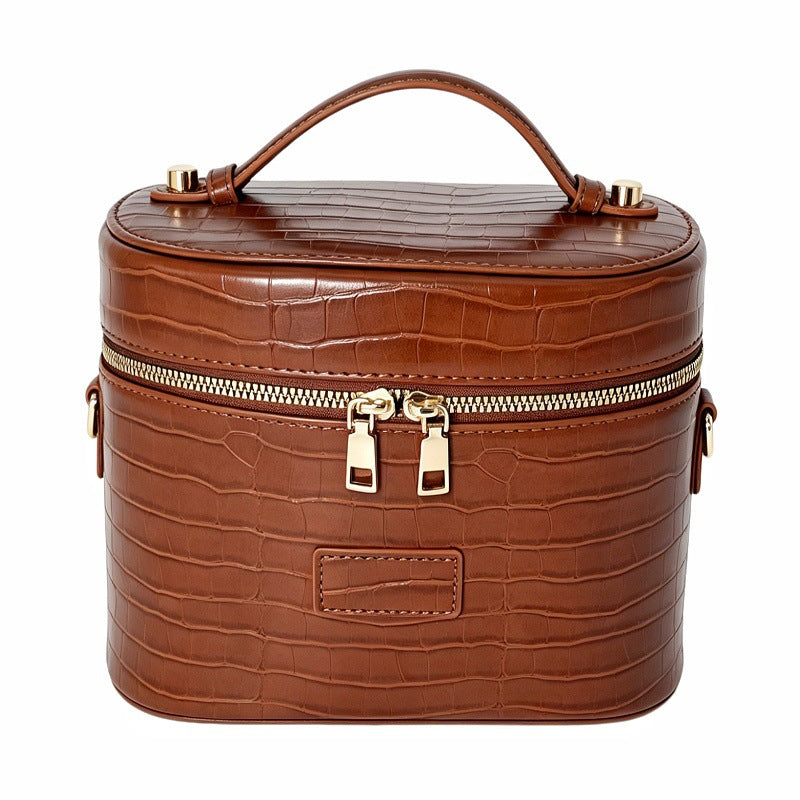 Elegant Croc-Embossed Cosmetic Bag