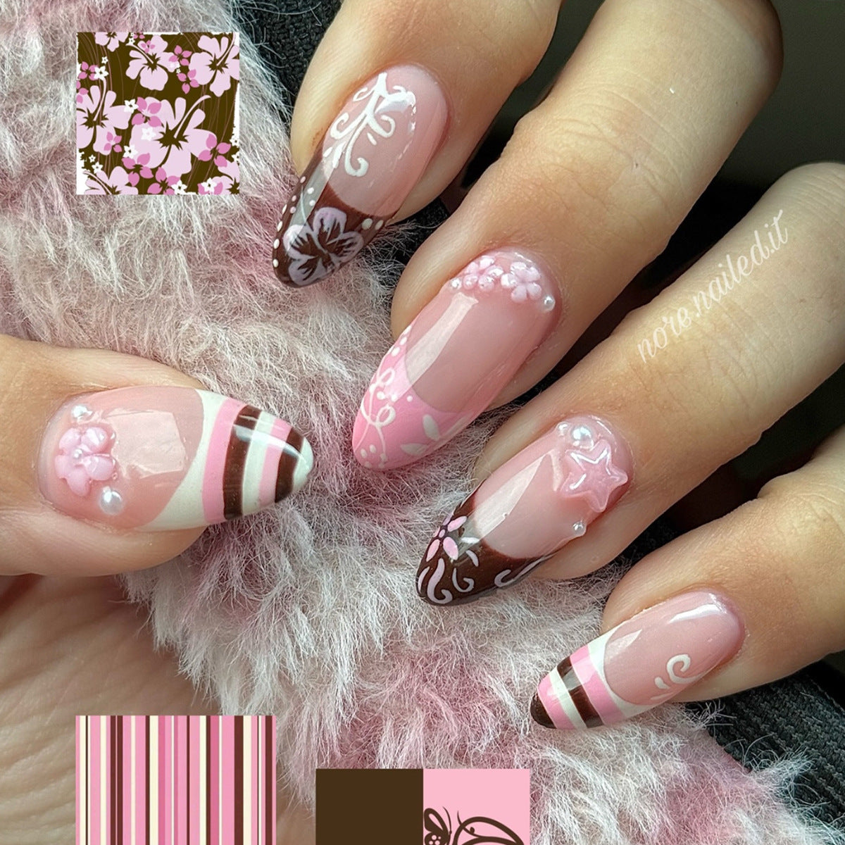 Elegant Floral Design Press-On Nails