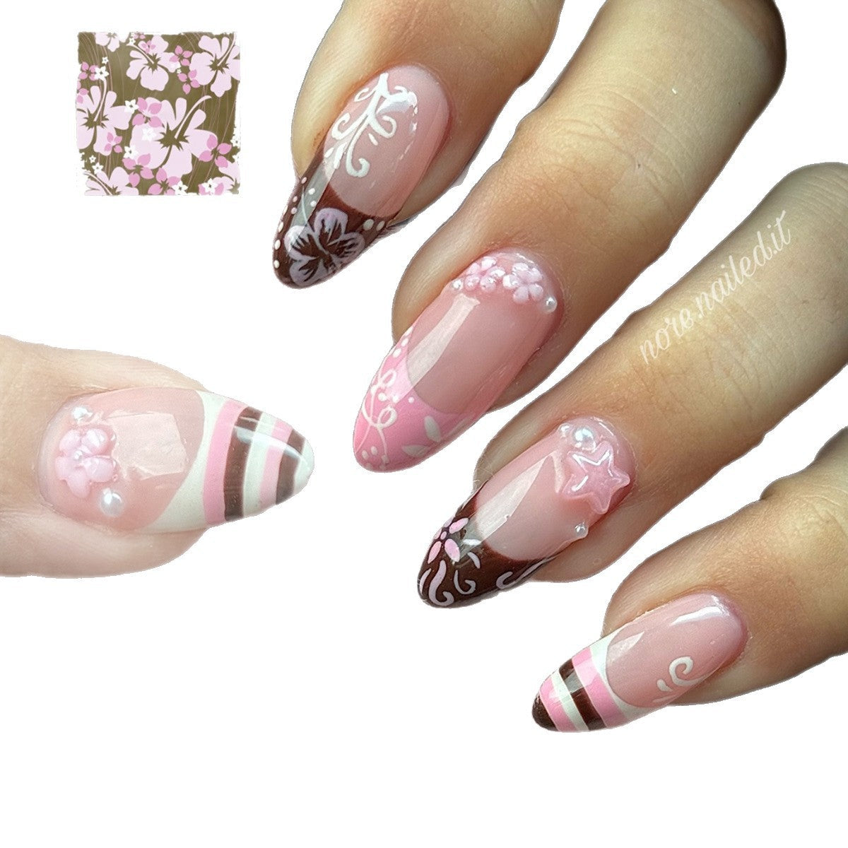 Elegant Floral Design Press-On Nails