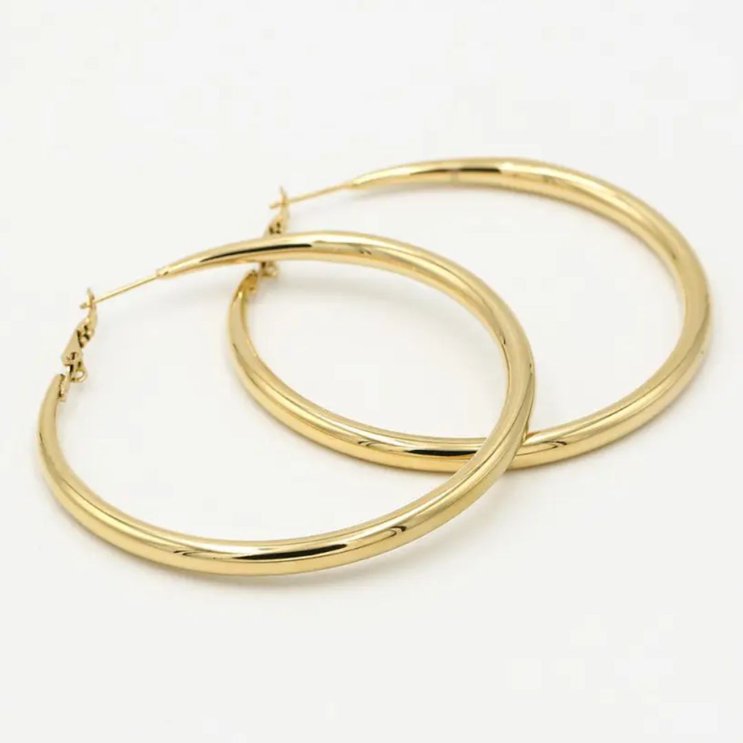 Elegant Gold Hoop Earrings (2.4 in) – Luxury Accessory for a Stylish Look