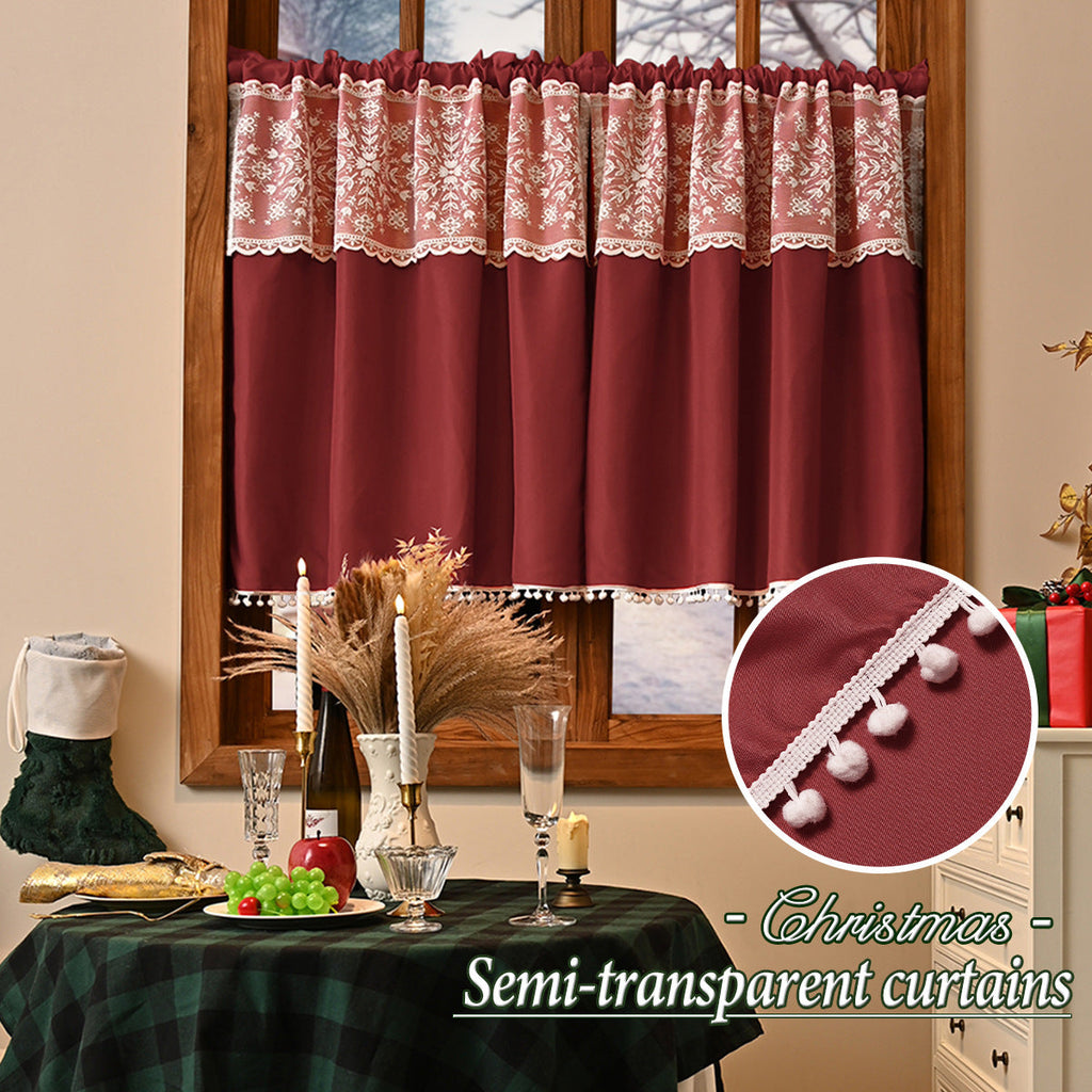 Elegant Lace Overlay Window Curtain