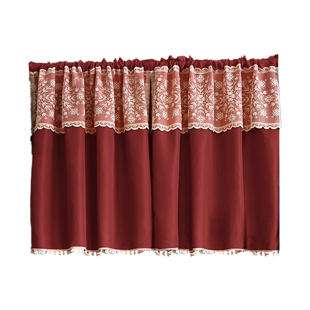Elegant Lace Overlay Window Curtain