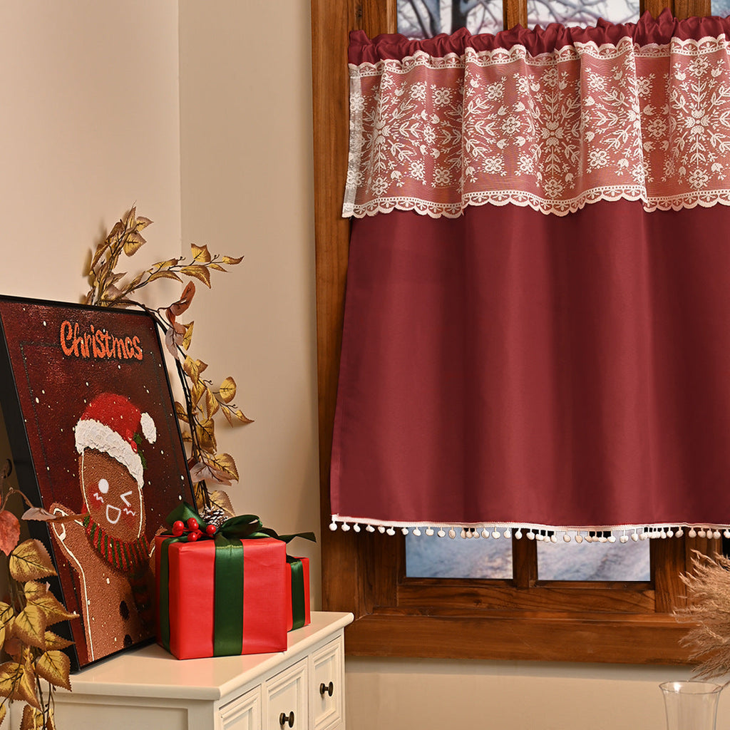 Elegant Lace Overlay Window Curtain