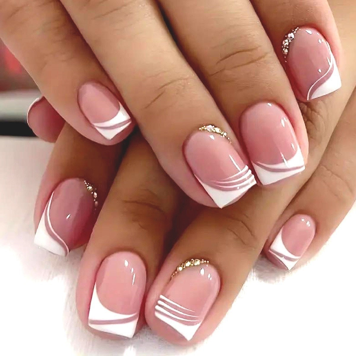 Elegant Nail Art Design with Gold Accents