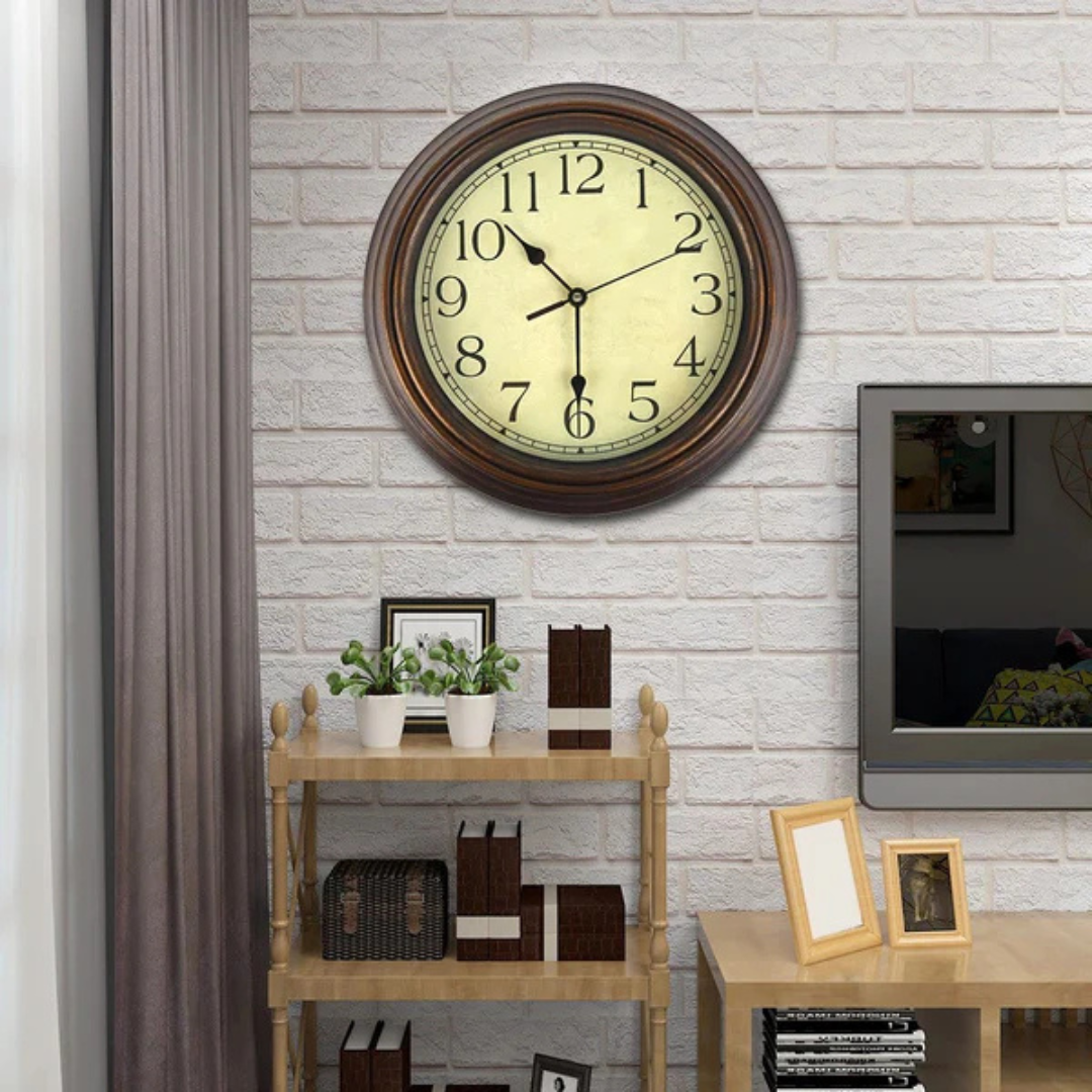 Elegant Wooden Wall Clock for Living Room - Silent