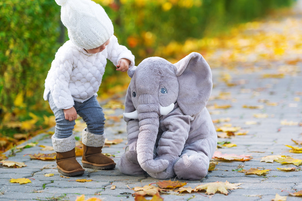 Elephant soft toy, large 40 or 60 cm plush elephant cushion for babies and children, PP cotton filling, 5 colors