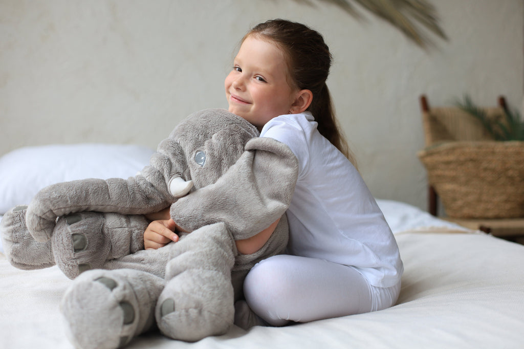 Elephant soft toy, large 40 or 60 cm plush elephant cushion for babies and children, PP cotton filling, 5 colors