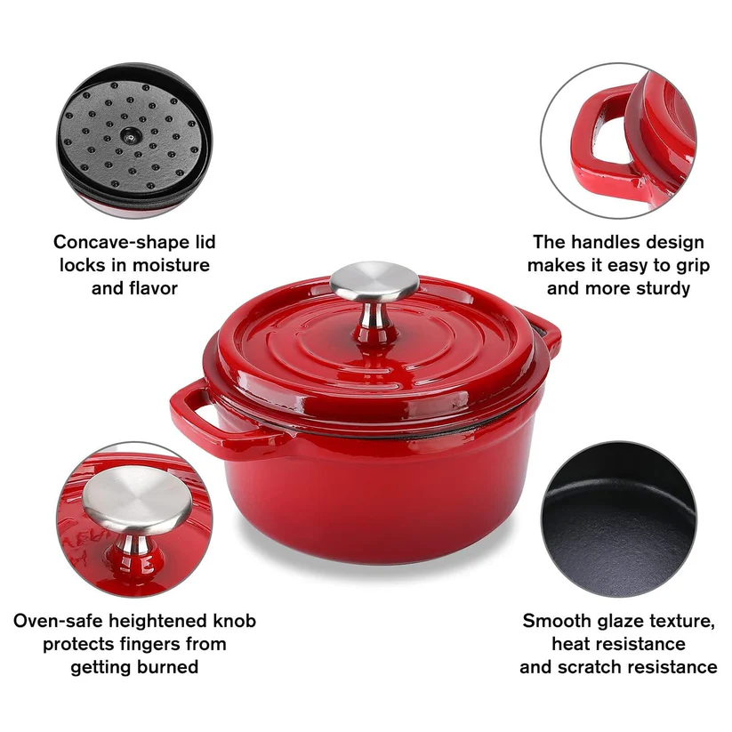 Enameled Cast Iron Dutch Oven Pot – 6 Quart