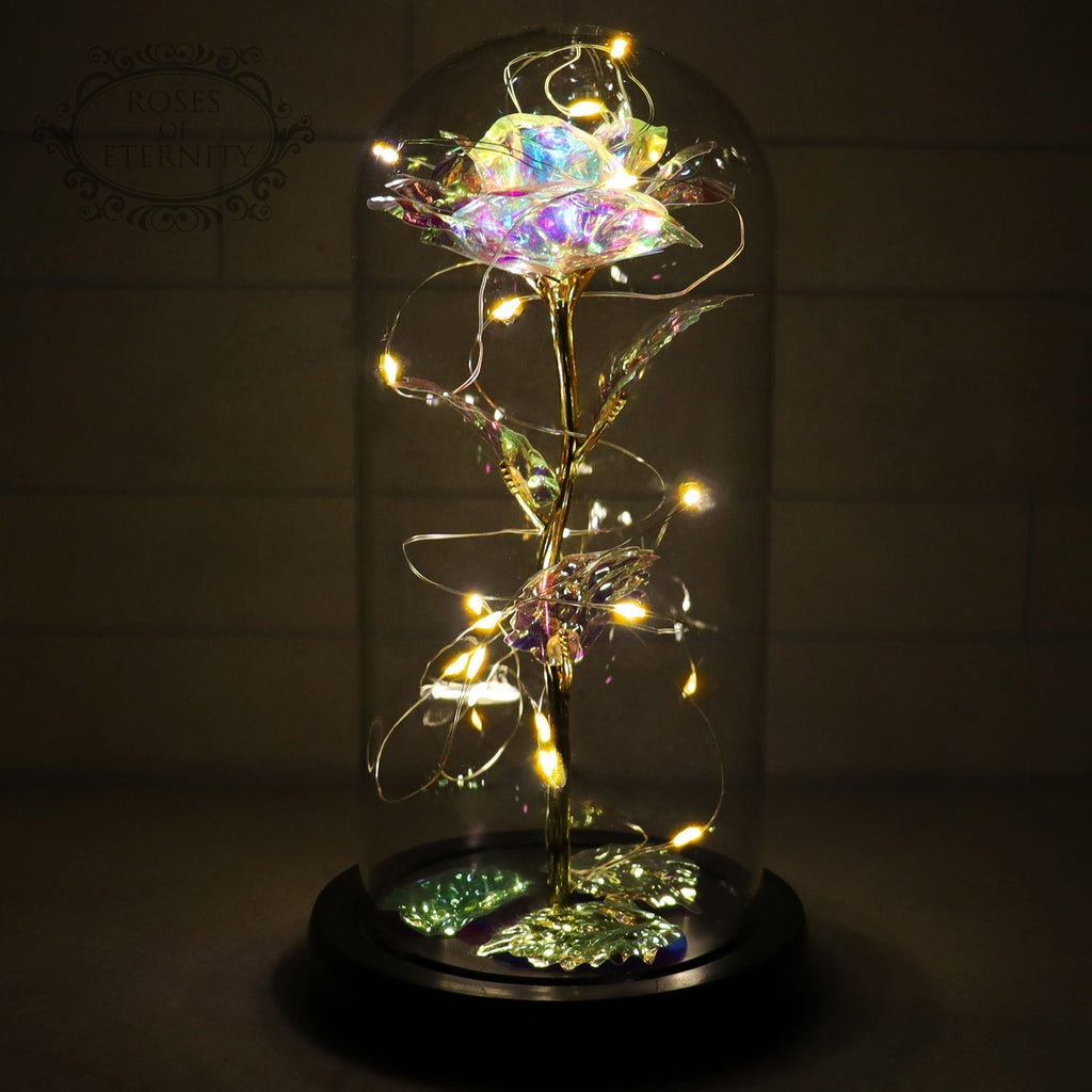 Eternal Rose – Gold Rose in Glass Dome with LED Light