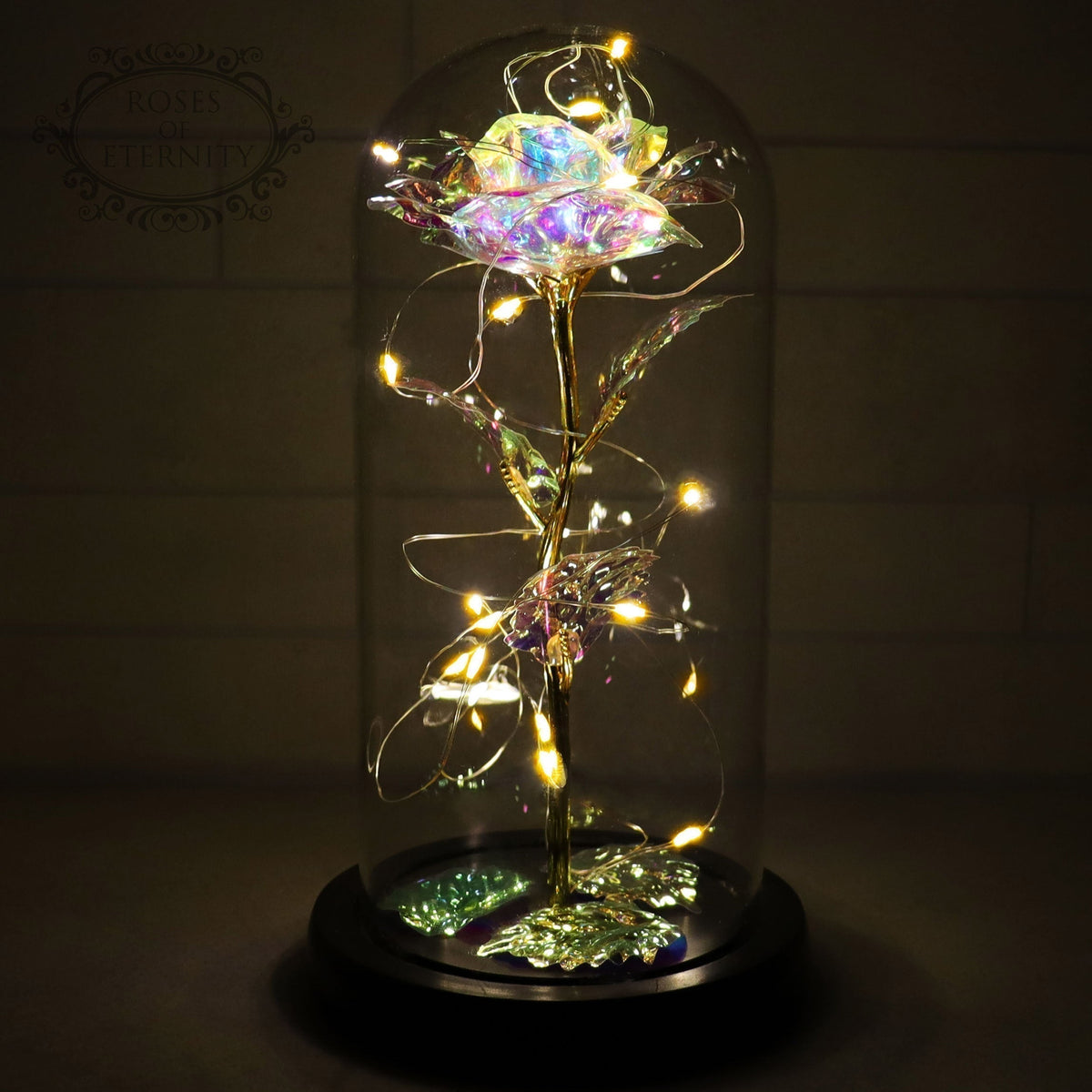 Eternal Rose – Gold Rose in Glass Dome with LED Light